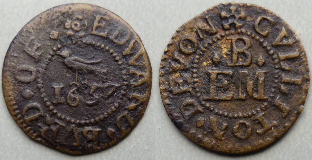 Colyton, Edward Burd 1657 farthing N633 Colyton, Edward Burd 1657 farthing N633